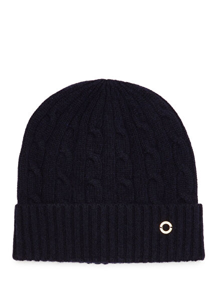 Navy Blue Women's Cashmere Blended Wool Beanie