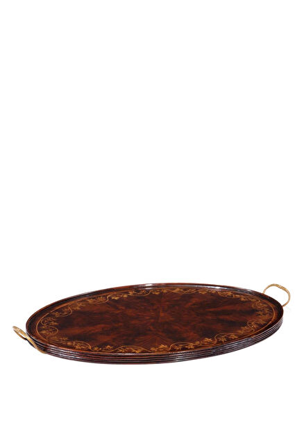Buckingham Oval Kahverengi Ceviz Servis Tepsisi