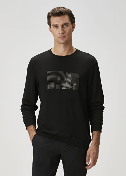 Siyah Kaz Logolu Sweatshirt