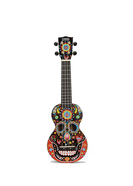 Art Series Soprano Black Skull Ukulele 