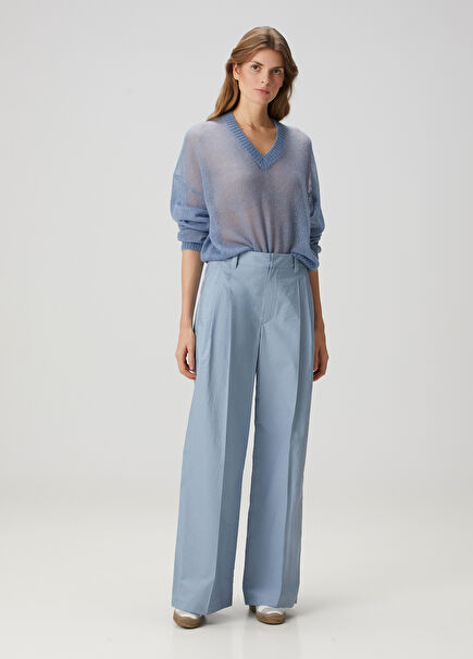 Blue Pleated Pants