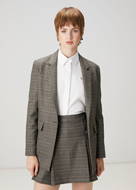 Gri Ekoseli Blazer