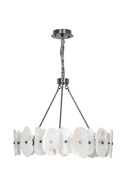 Antwerp Platinum White Marble Round Led Chandelier