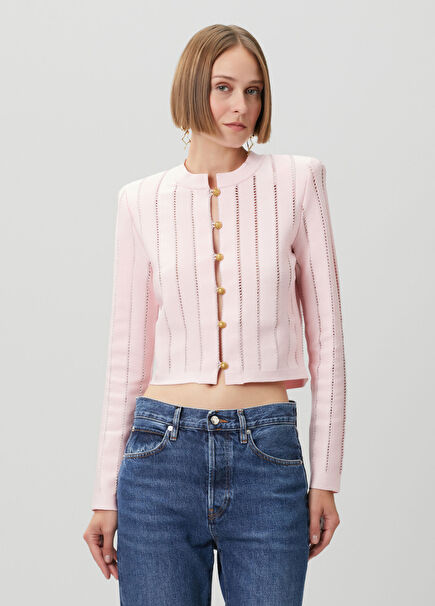 Pembe Crop Hırka