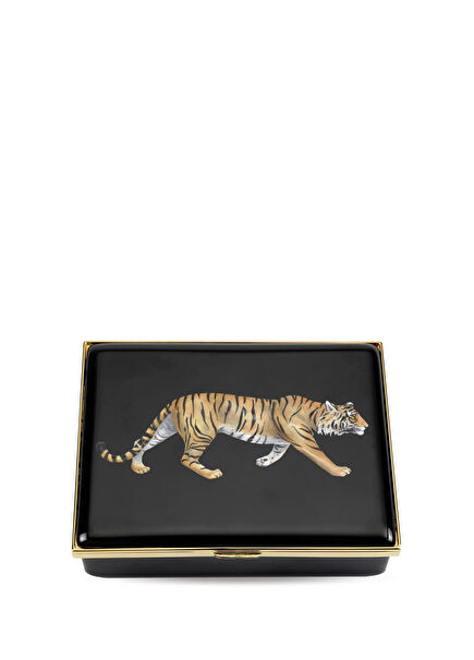 MW Tiger Siyah Deri Kaplamalı Dekoratif Kutu