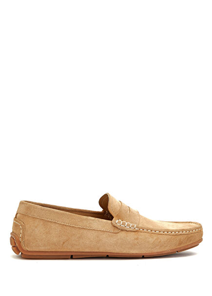 Camel Saraç Detaylı Erkek Süet Loafer