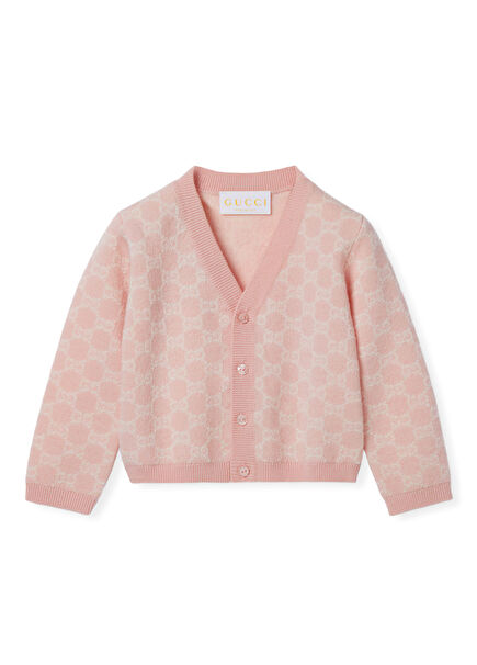 Çok Renkli Logo Jakarlı Kız Bebek Yün Triko Hırka