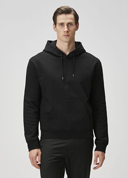 Siyah Kapüşonlu Oversized Sweatshirt