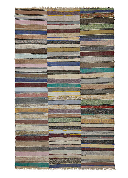 Anatolian Colorblocked Wool Loom Kilim