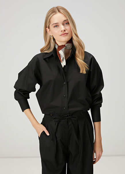 Black Satin Poplin Shirt