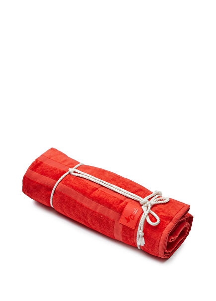 Red Logo Patterned Beach Towel