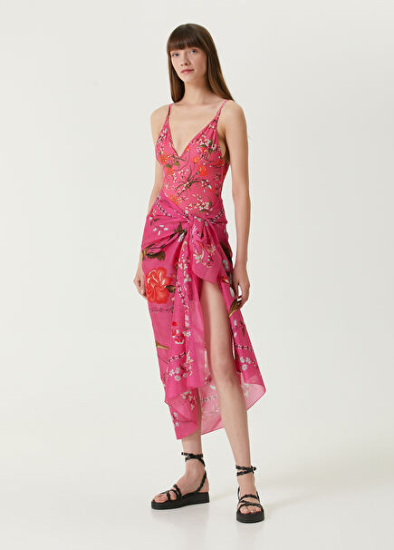 Pink Floral Print Pareo