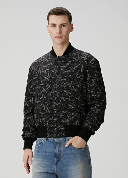 Siyah Logo Desenli Bomber Mont