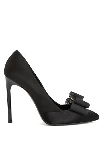 Black Bows Satin Heels
