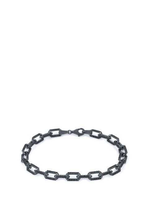 AtolyeWolf Black Stone Forsa Siyah Erkek Gümüş Bileklik