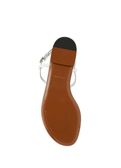 Beyaz İstiridye Detaylı Kadın Deri Sandalet - Görsel 6