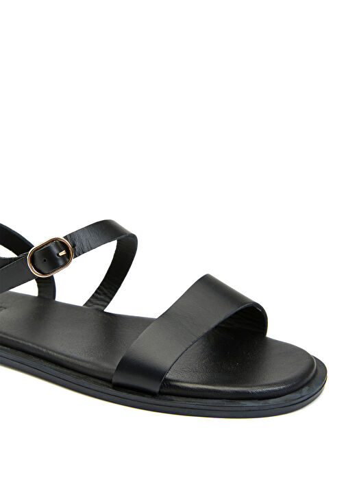 Siyah Kadın Deri Sandalet - Görsel 7