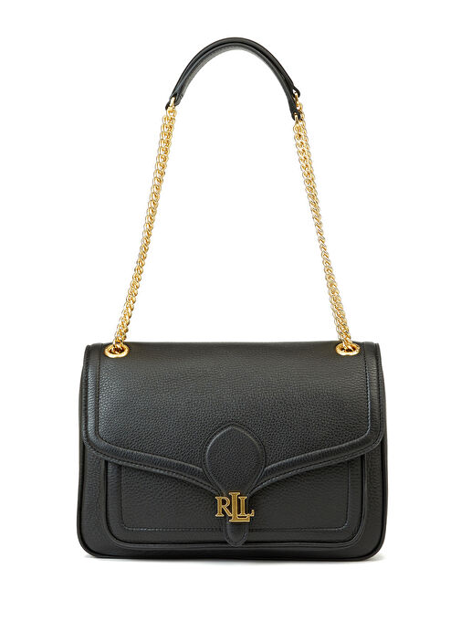 Lauren Ralph Lauren Black Logo Detailed Women s Leather Bag