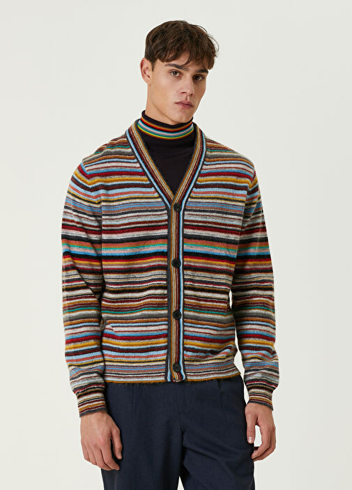 Multicolor Paul Smith Multicolor Men Multi Colored Stripe Patterned Knit Cardigan 1601251 Beymen