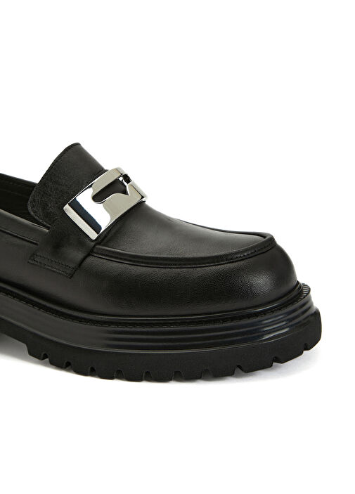 Siyah Kadın Deri Loafer - Görsel 7