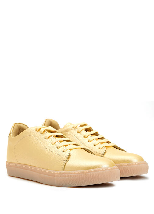 Sarı Kadın Deri Sneaker - Görsel 3