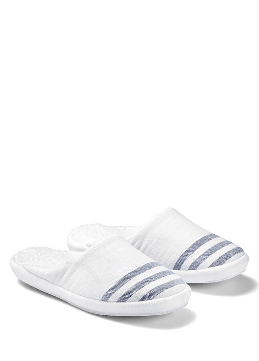 Marine Beyaz Mavi Çizgili Unisex Havlu Terlik - Görsel 2