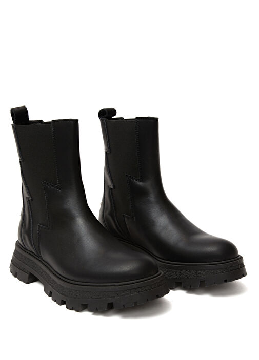 Siyah Kız Çocuk Deri Bot - Görsel 3