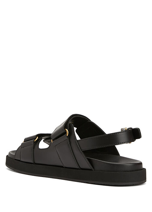 Siyah Erkek Deri Sandalet - Görsel 4