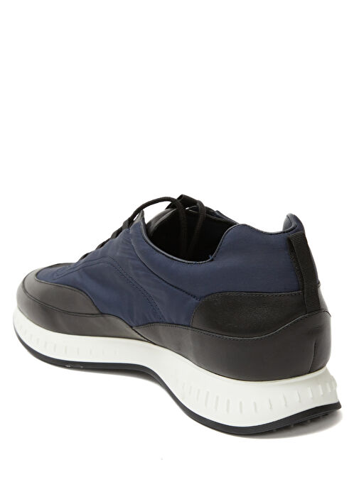 Siyah Lacivert Erkek Deri Garnili Sneaker - Görsel 4