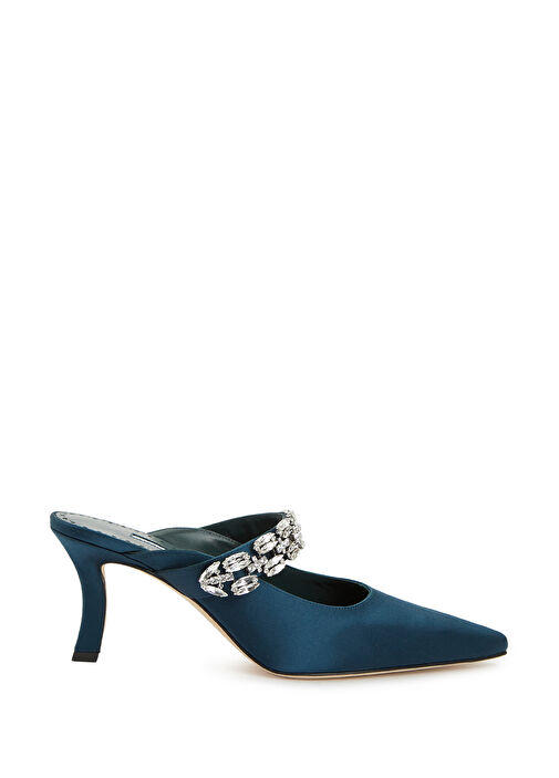 Mavi Taşlı Topuklu Terlik - Görsel 2
