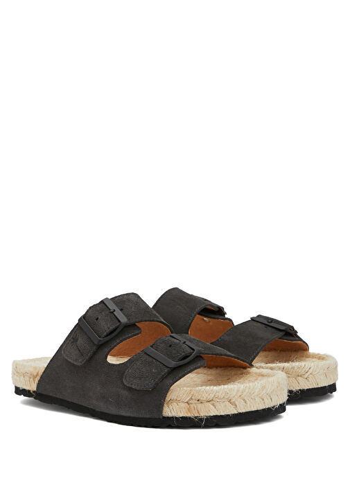 Hamptons Gri Erkek Deri Terlik - Görsel 3