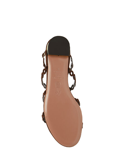Infinity Chain Kahverengi Kadın Deri Sandalet - Görsel 6