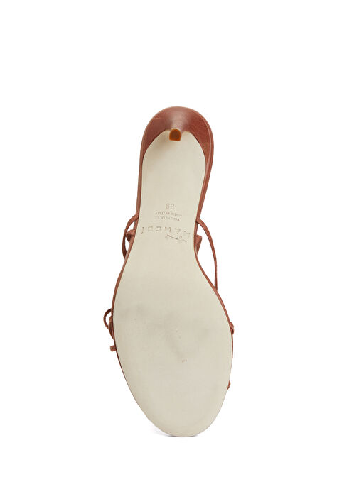 Kahverengi Kadın Deri Sandalet - Görsel 6