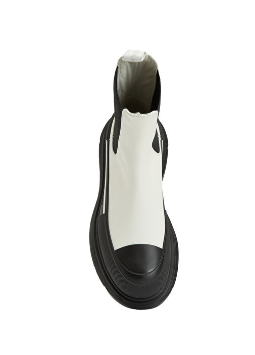 Beyaz Kadın Deri Bot - Görsel 5