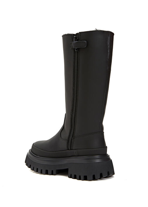 Siyah Logolu Kız Çocuk Deri Bot - Görsel 4