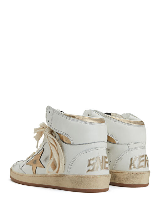Sky-Star Beyaz Gold Kadın Deri Sneaker - Görsel 4