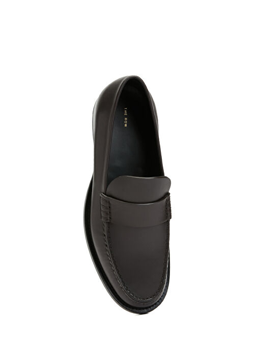 Koyu Kahverengi Kadın Deri Loafer - Görsel 5