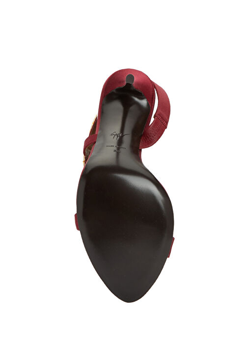 Kırmızı Topuklu Saten Sandalet - Görsel 6