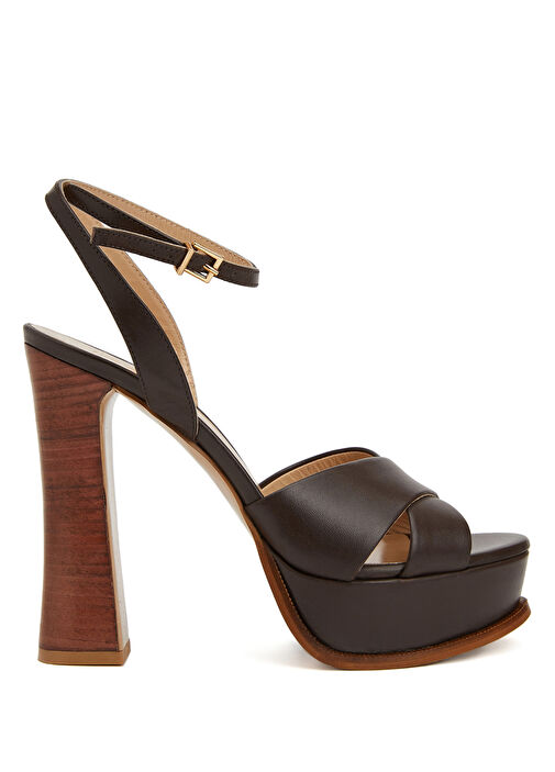 Kahverengi Kadın Deri Sandalet - Görsel 2