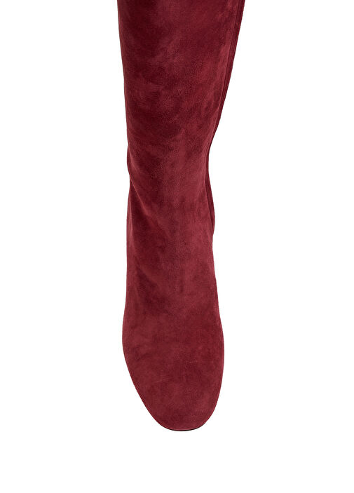 Bordo Topuklu Süet Çizme - Görsel 5