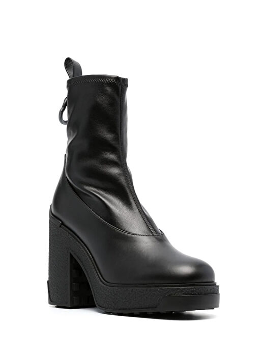 Siyah Logolu Kadın Deri Bot - Görsel 7