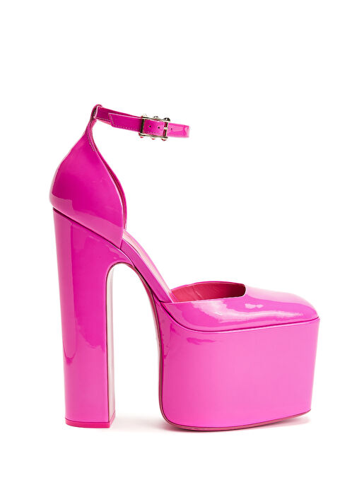 Pembe Deri Topuklu Ayakkabı - Görsel 3