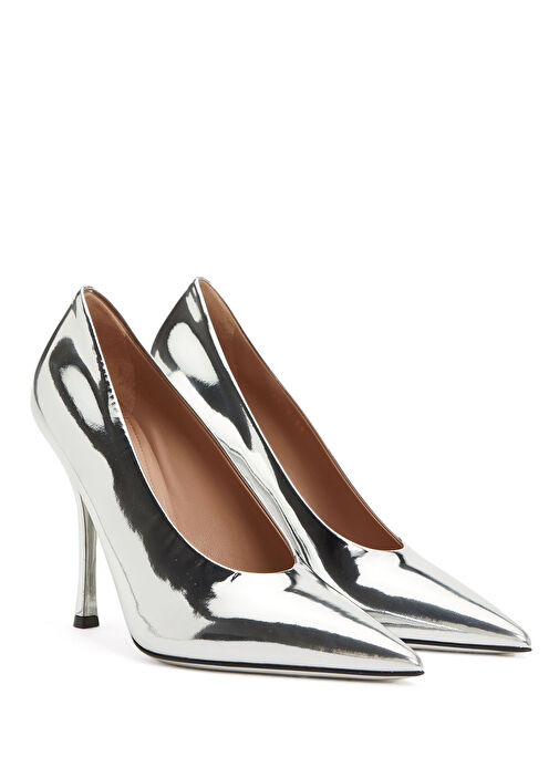 Valentino Garavani Gümüş Valentino Garavani Deri Silver Stiletto