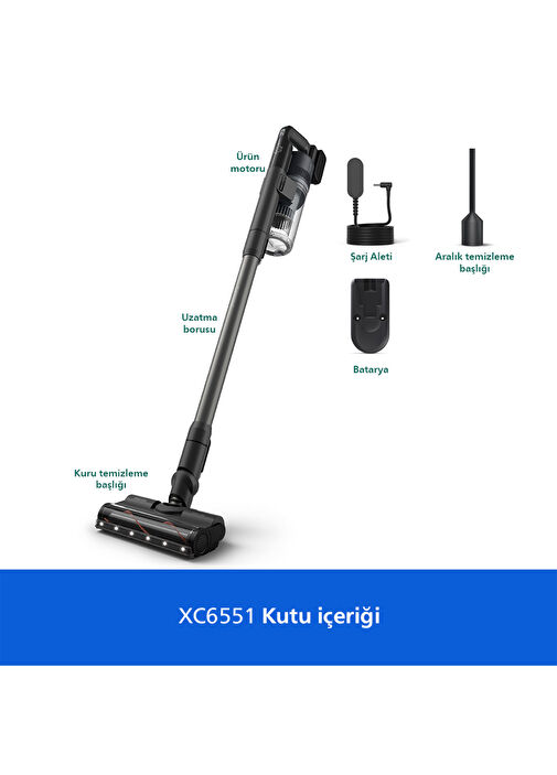 Philips - XC6551/01 6000 Serisi Kablosuz Dikey Süpürge - Siyah