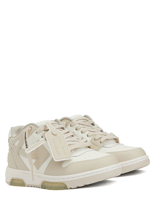 Bej Beyaz Kadın Deri Sneaker - Görsel 3