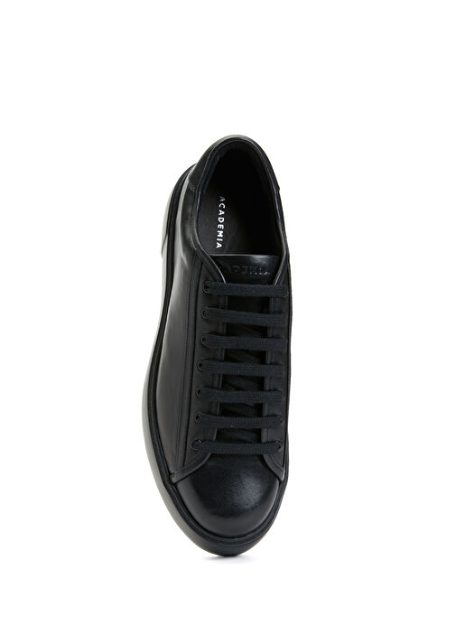 Siyah Logo Detaylı Erkek Deri Sneaker - Görsel 5
