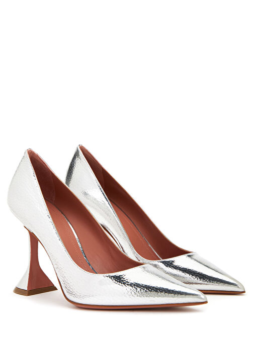 Amina Muaddi - Ami Silver Leather High Heels