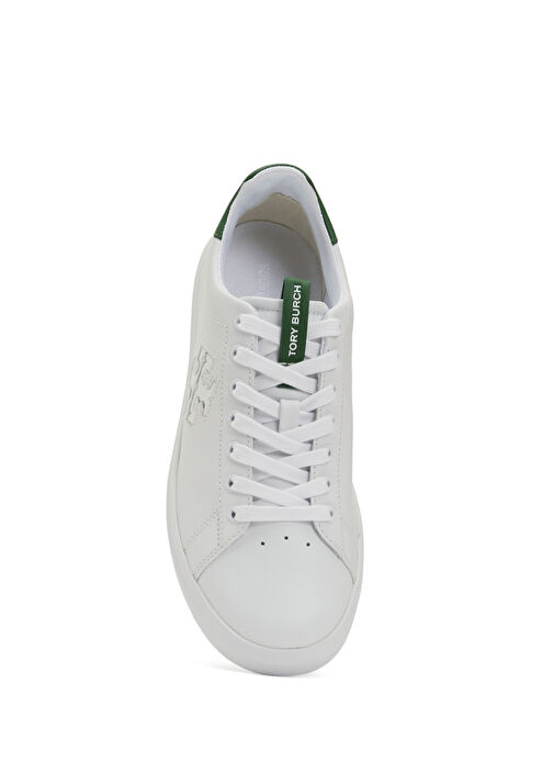 Beyaz Yeşil Logolu Kadın Deri Sneaker - Görsel 5