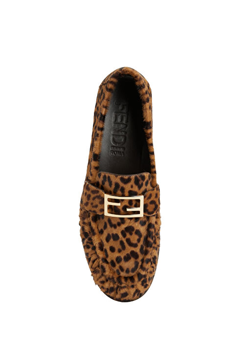 Leopar Desenli Kadın Deri Loafer - Görsel 5