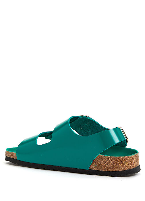 Milano Big Buckle Yeşil Kadın Terlik - Görsel 4